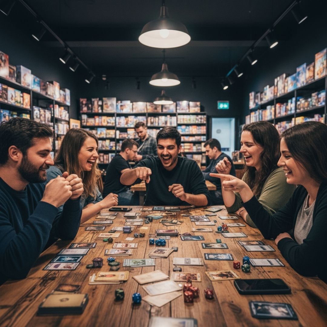 table of people excited about game 