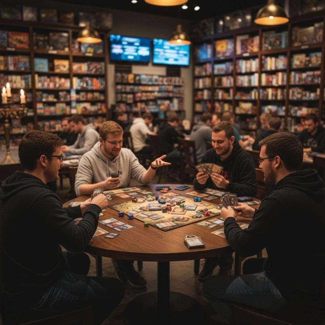 group playing magic cards 