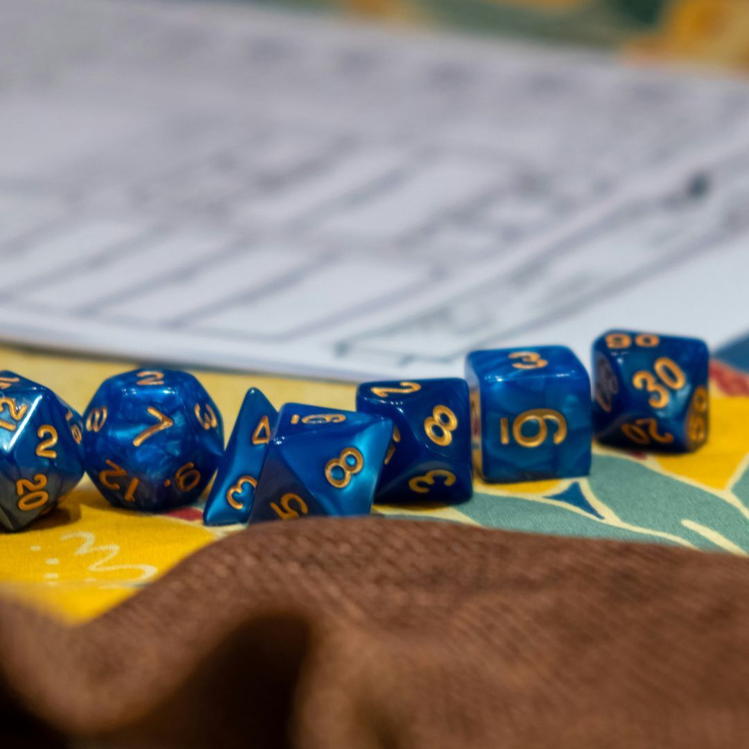 DnD dice and character sheet
